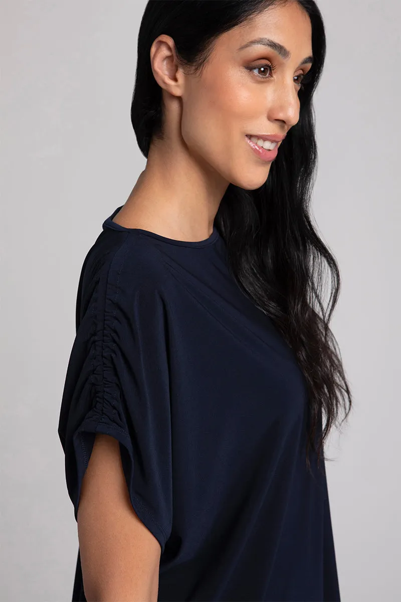 Revelry Tunic with Ruched Shoulder | Navy