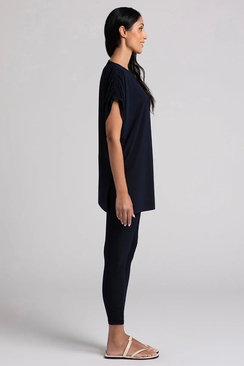 Revelry Tunic with Ruched Shoulder | Navy