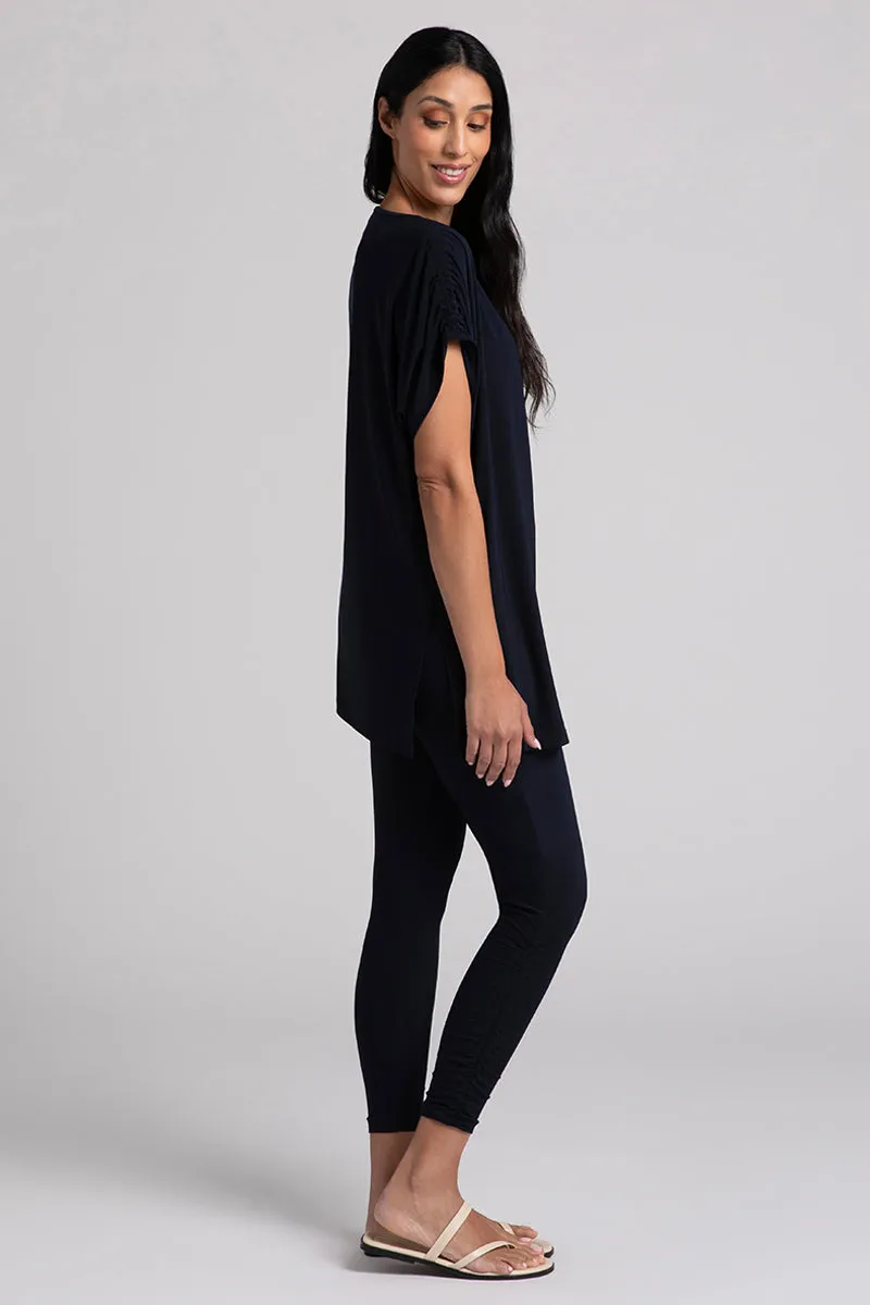 Revelry Tunic with Ruched Shoulder | Navy