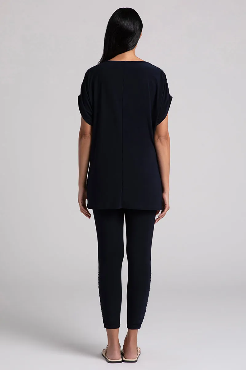 Revelry Tunic with Ruched Shoulder | Navy