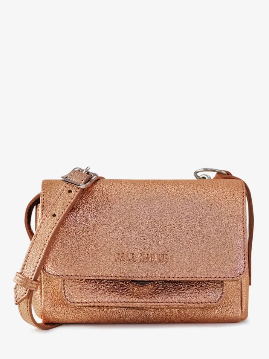 Rose Gold Metallic Leather Mini Cross-body Bag for Women - Diane XS Rose Gold | PAUL MARIUS