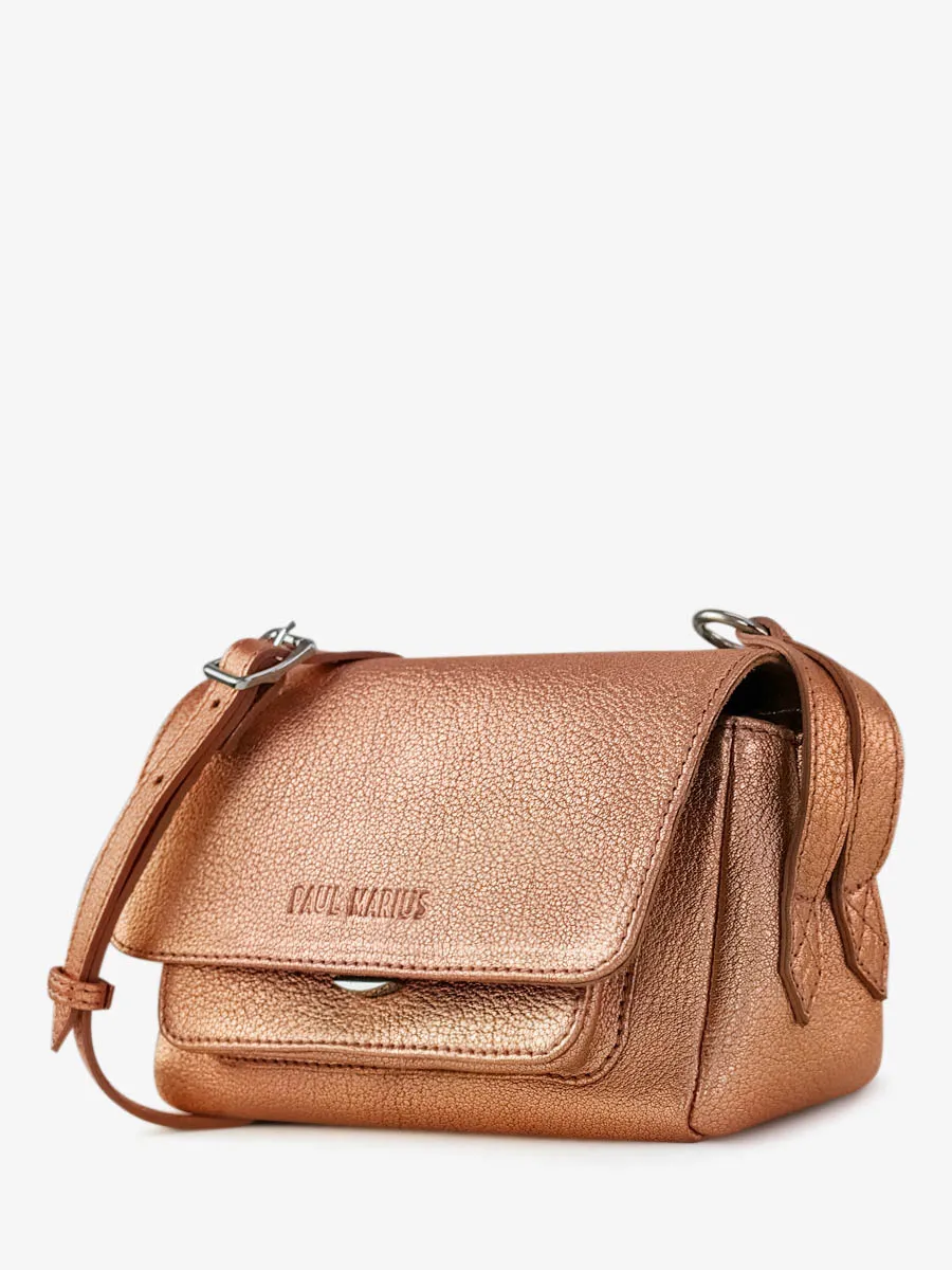 Rose Gold Metallic Leather Mini Cross-body Bag for Women - Diane XS Rose Gold | PAUL MARIUS