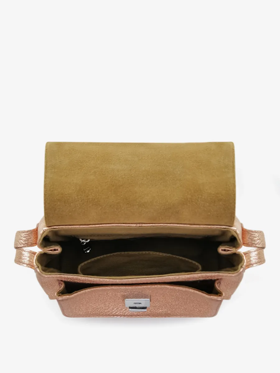 Rose Gold Metallic Leather Mini Cross-body Bag for Women - Diane XS Rose Gold | PAUL MARIUS