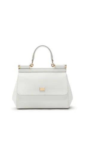 Small Dauphine Leather Sicily Bag - White