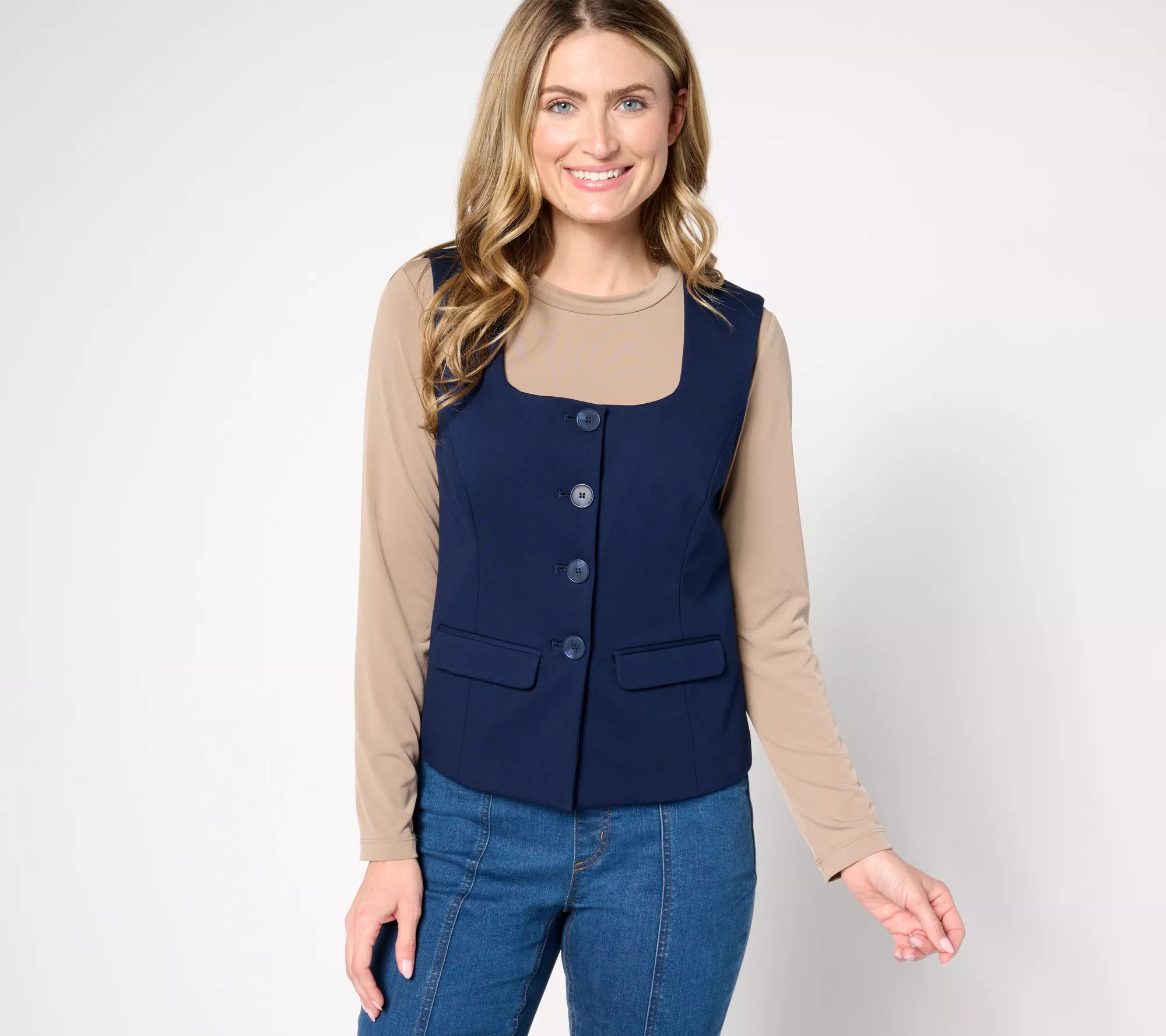 Tailored by Susan Graver Smart Ponte 350 Square-Neck Vest