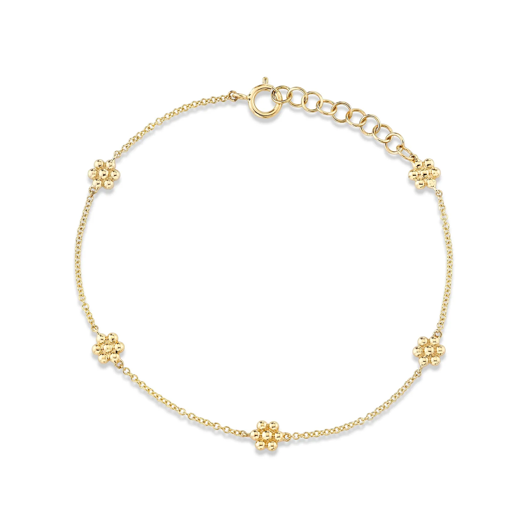 Teddy Flower Station Bracelet - 14k Yellow Gold