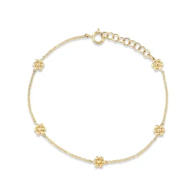 Teddy Flower Station Bracelet - 14k Yellow Gold