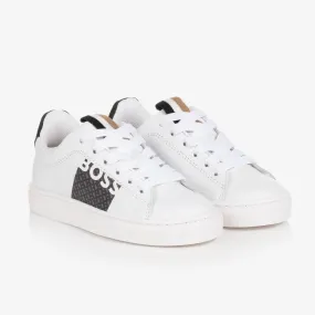 Teen Boys White Leather Trainers