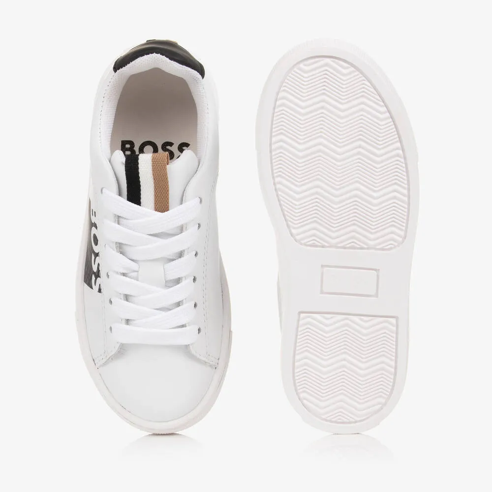 Teen Boys White Leather Trainers