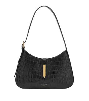 The Tokyo Shoulder Bag Black & Croc Effect