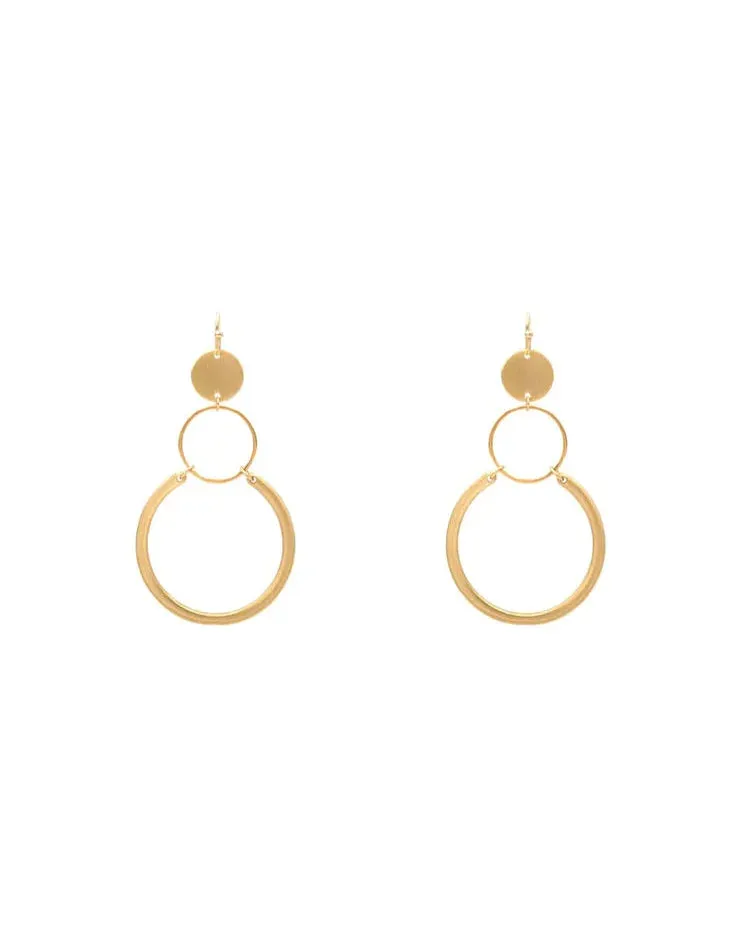 Three Circles in Gold Earrings