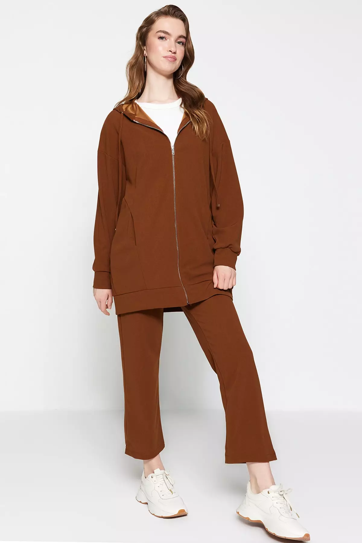 Trendyol Hooded Zippered Knitted Tracksuit Set