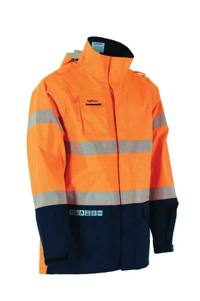 Tuffa Workwear Tuffa J009 Jacket Wet Weather PPE2 Inherently Flame Resistant - Orange/Navy - XS