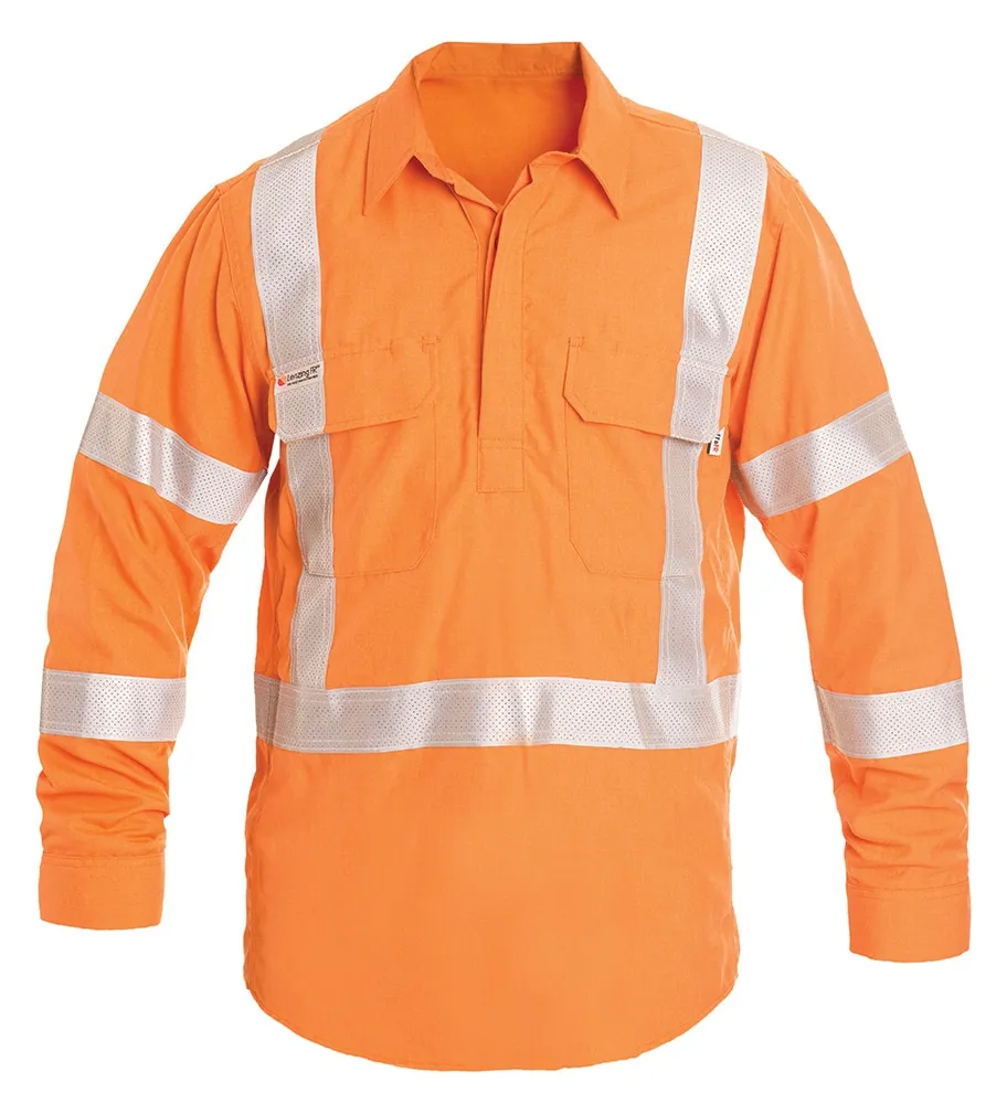 Tuffa Workwear Tuffa - Shirt - Mens - Open Front - Flame Retardant - NSW - Rail Taped - Orange - NSWOFRAIL-100-ORA-S