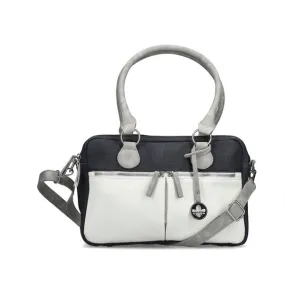 Twin Front Pocket Shoulder Bag - Charcoal White