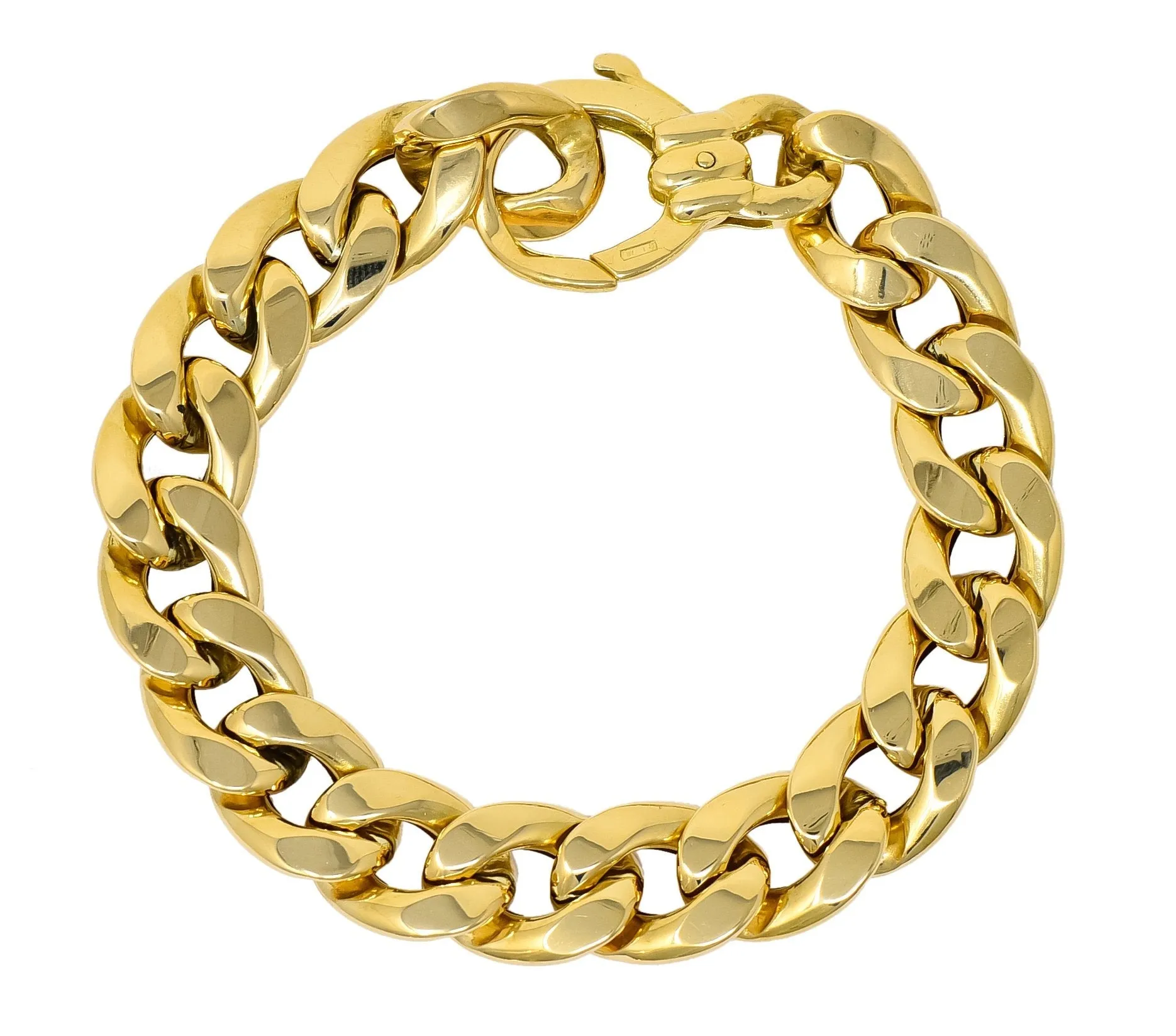 Unoaerre Italian 18 Karat Yellow Gold Curb Link Bracelet