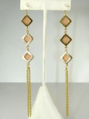 Uptown Girls Coral Gold Diamond Shape Dangle Earrings 0305744G