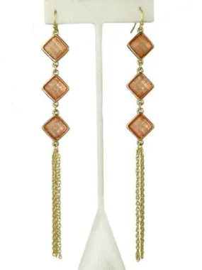 Uptown Girls Coral Gold Diamond Shape Dangle Earrings 0305744G