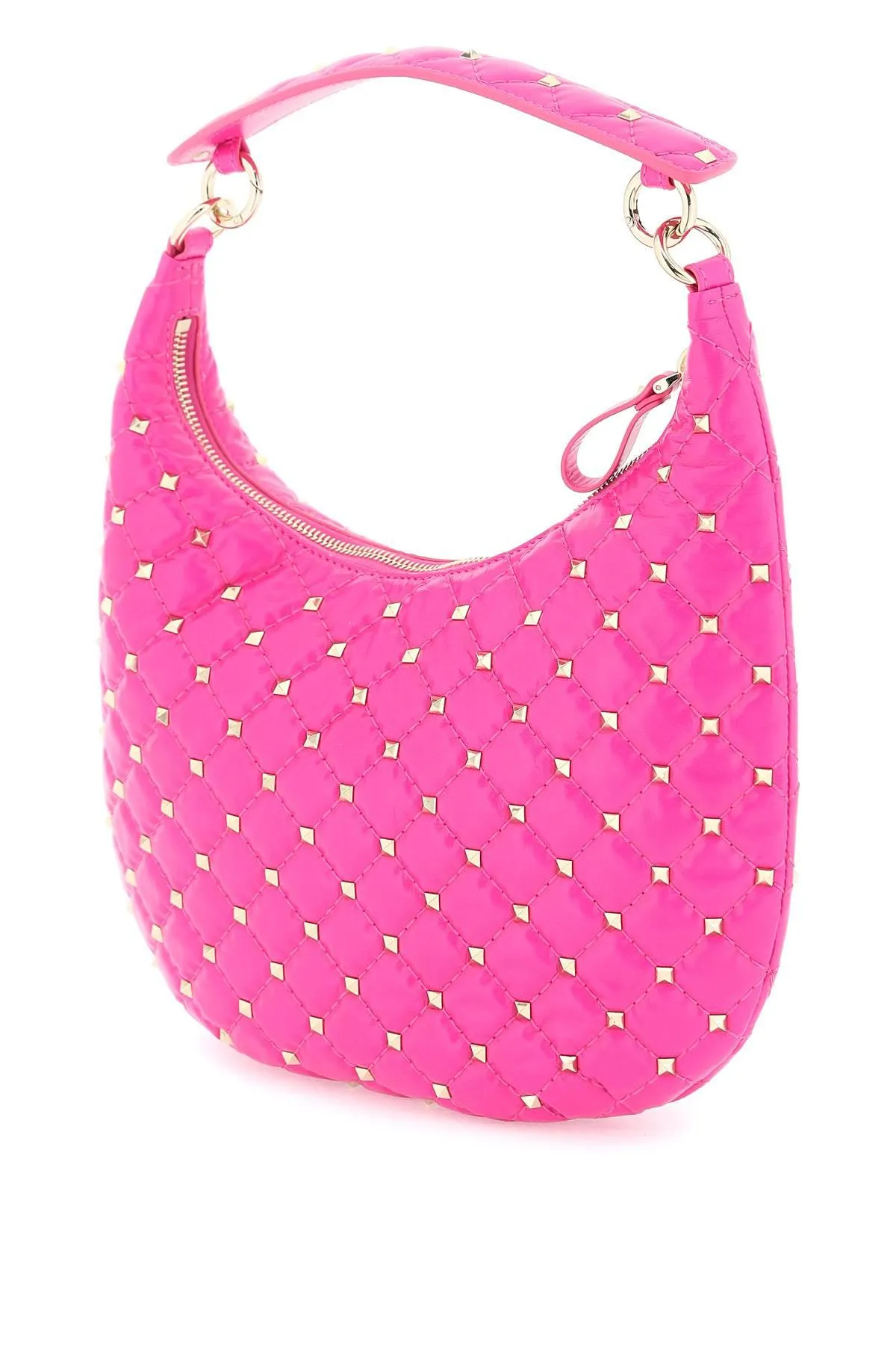 Valentino Garavani    Valentino Garavani Small Leather 'Rockstud Spike' Hobo Bag