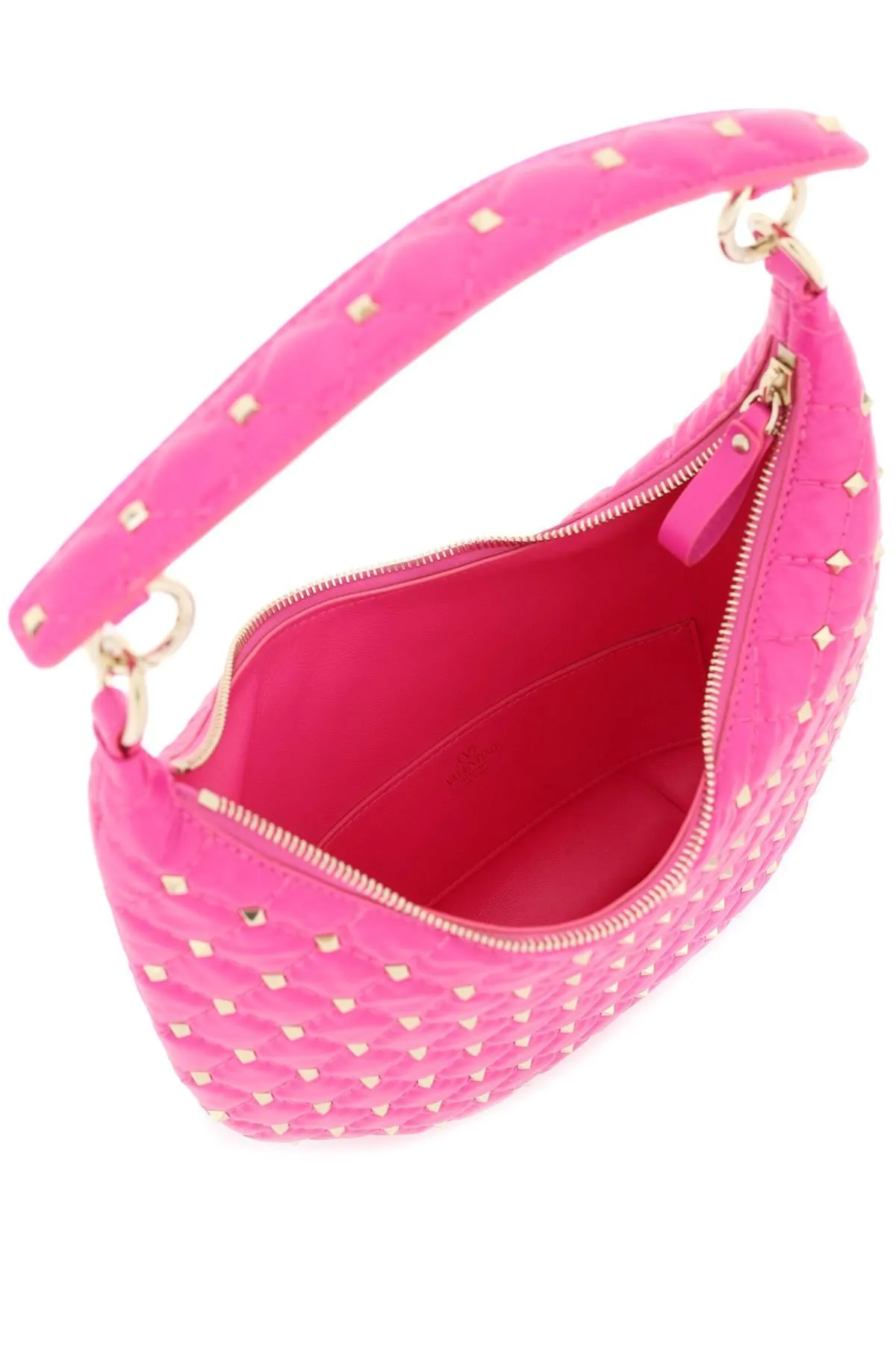 Valentino Garavani    Valentino Garavani Small Leather 'Rockstud Spike' Hobo Bag