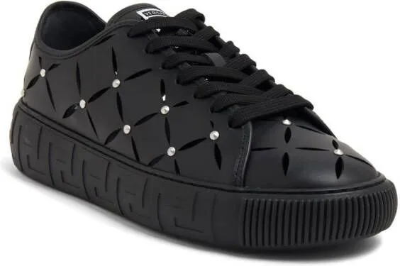 Versace perforated studded sneakers Black