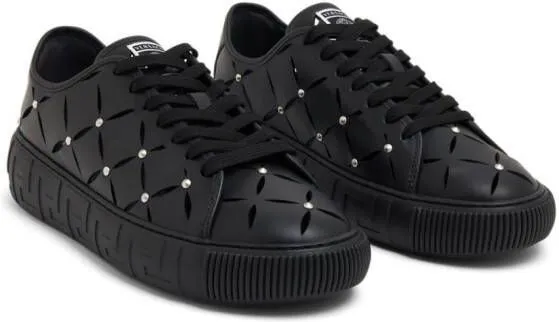 Versace perforated studded sneakers Black