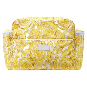 Versace Shoulder Bag Printed Fabric White Gold