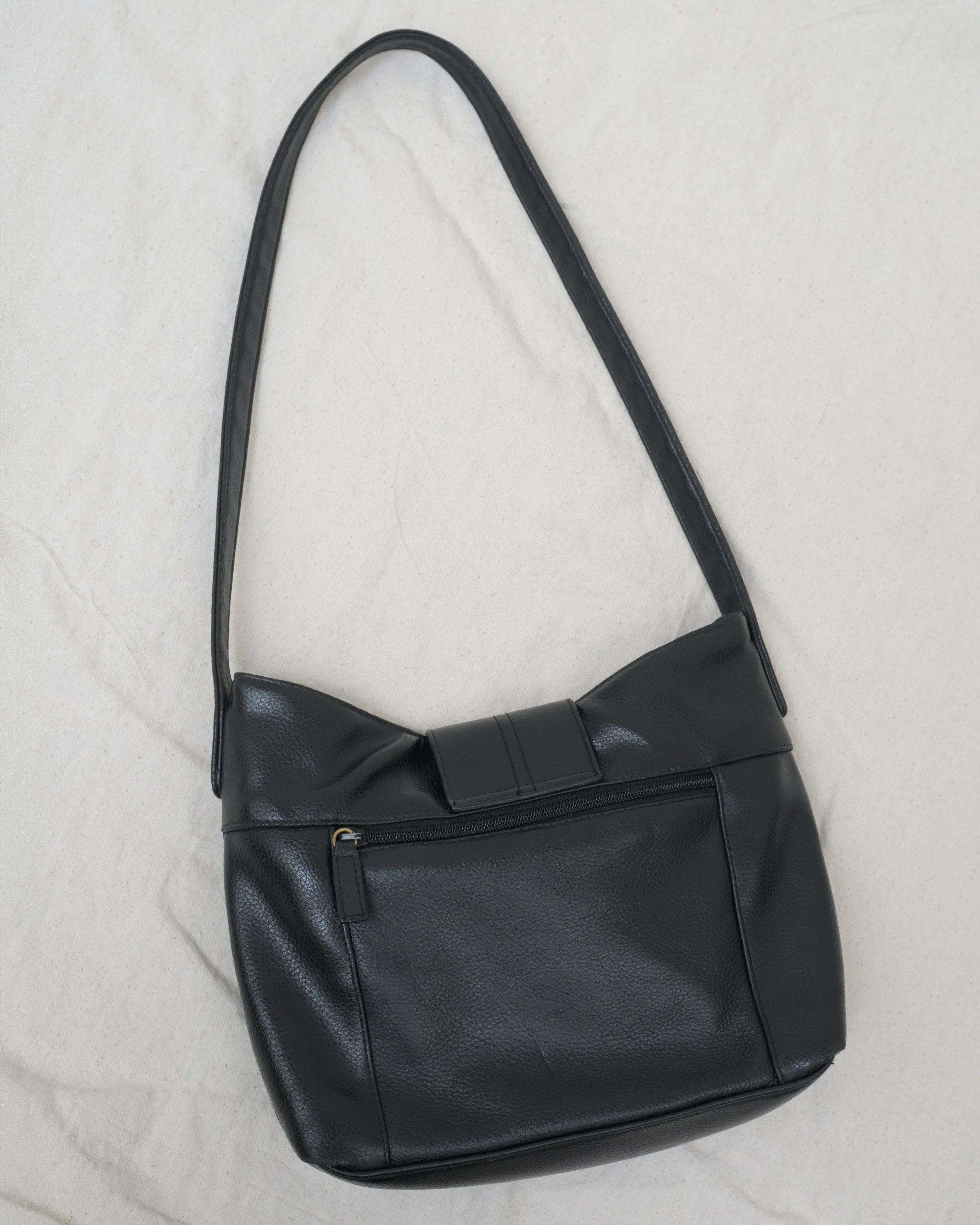 Vintage Black Leather Hobo Bag