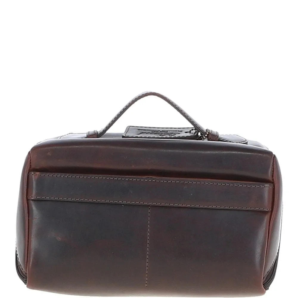 Vintage Brown Leather Wash Bag