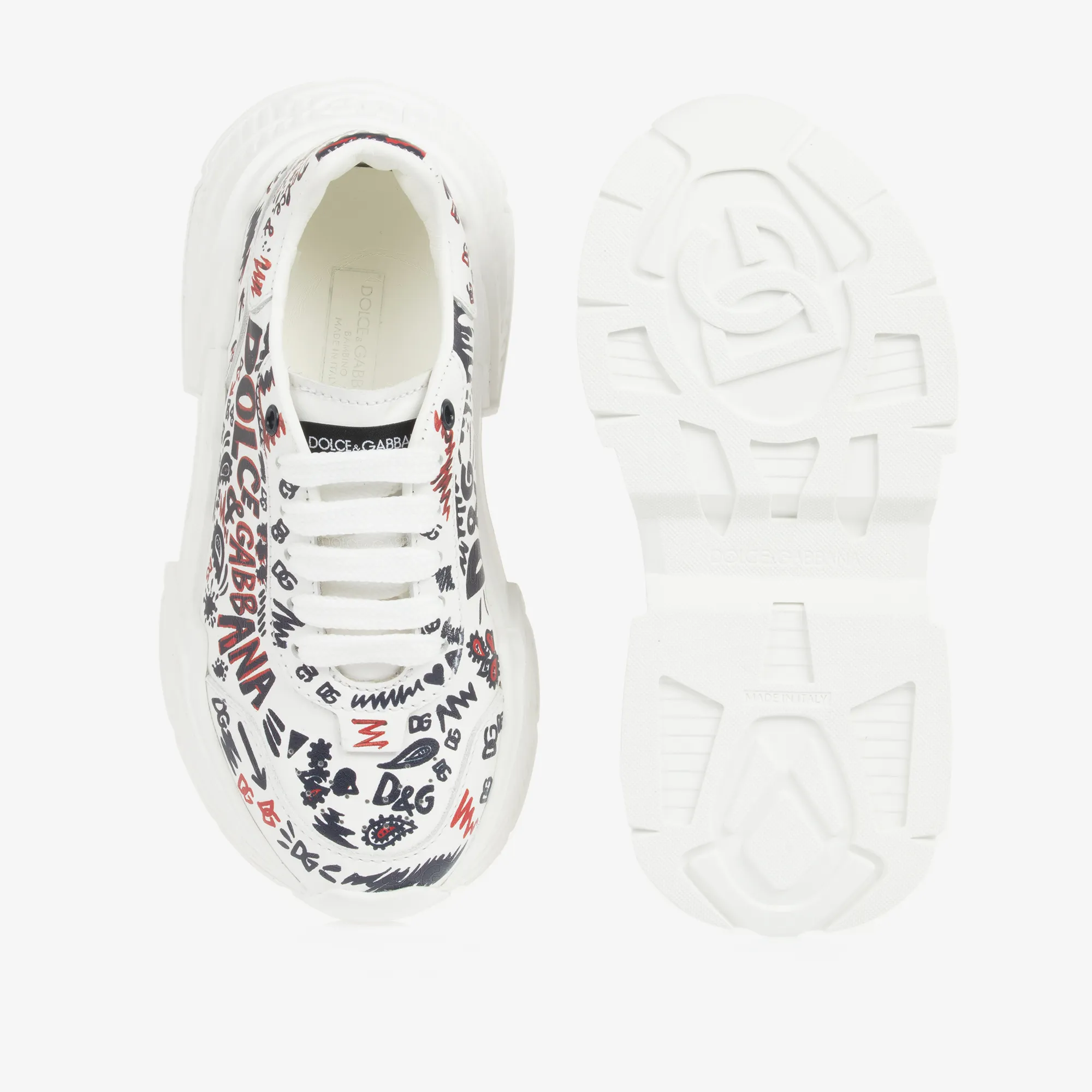 White Doodle Lace-Up Trainers