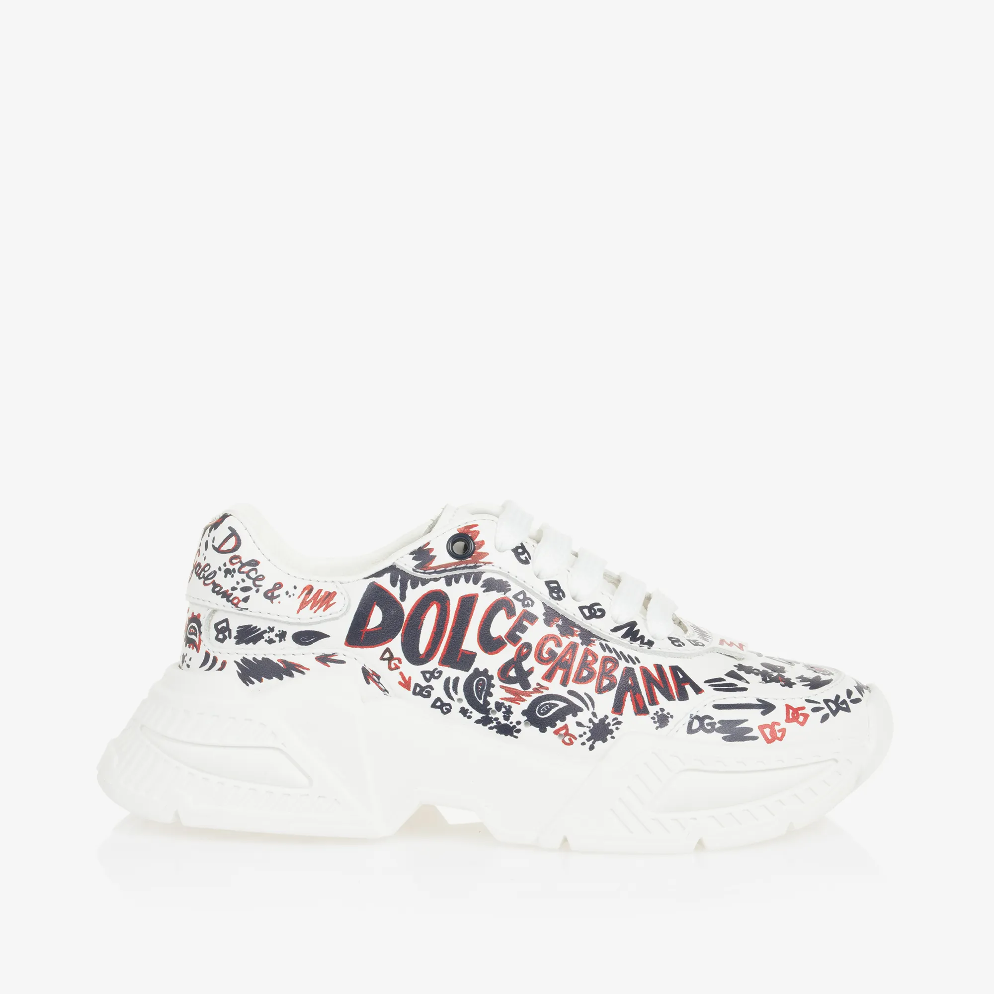 White Doodle Lace-Up Trainers