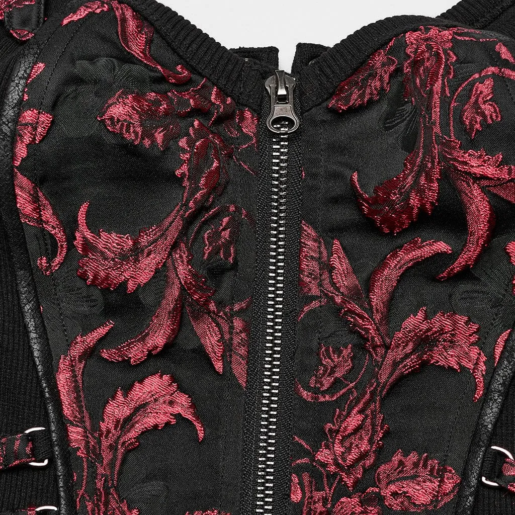 Women's Gothic Leaf Printed Buckle Vest